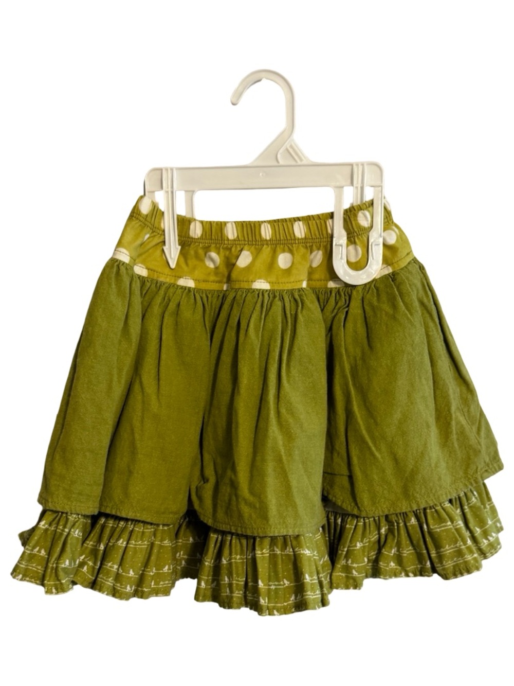 Persnickety Green Polka Dot Ruffle Skirt Girls Size 7 Cotton Lined Boutique